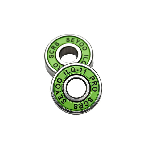 8Pcs 608-2RS Skateboard Bearings With Green Covers Ultimate ILQ-11 Standard for Roller Skates and Inline Skates, green shielded bearings.