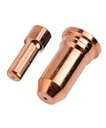 Top Tier Plasma Cutter Consumables Kit For PT100 Torch Replacement Parts featuring copper 1.2mm nozzles and electrodes.