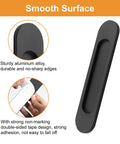 8 Pack Matte Black Aluminum Alloy Recessed Oval Sliding Door Handles For Barn Doors Closets Cabinets Drawers And Wardrobes 180mm Length Punch Free No Drill Easy Install Smooth Edges Rust Resistant Finish, matte handle