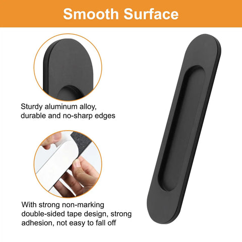 8 Pack Matte Black Aluminum Alloy Recessed Oval Sliding Door Handles For Barn Doors Closets Cabinets Drawers And Wardrobes 180mm Length Punch Free No Drill Easy Install Smooth Edges Rust Resistant Finish, matte handle