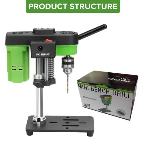 Mini Bench Drill Press For DIY Jewelry Making And Metal Wood Craft, Compact Benchtop Drill With Two Power Modes Cordless Or Corded