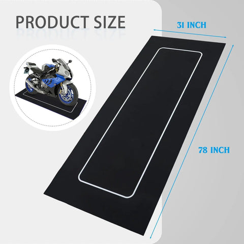 Motorcycle Parking Mat For Garage Floor Washable No Slip Rug With Oil Absorbent Nylon Surface And Rubber Backing 78 By 31 Inch
