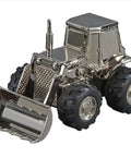 Front End Loader Tractor Piggy Bank For Baby, Engraved Silver Coin Bank For Kids, Unique Newborn Gift, Custom Name Keepsake