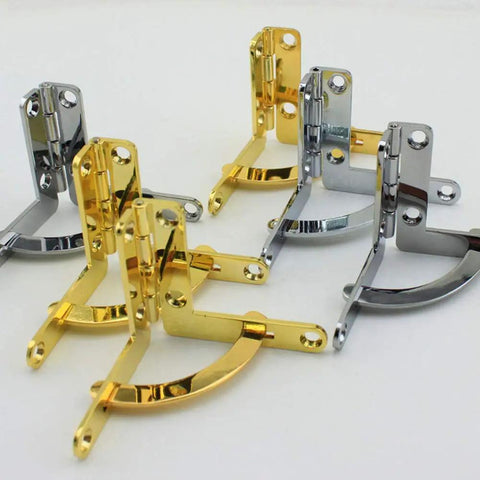 Heavy Duty Zinc Alloy Box Hinge Set With Blingy Gold Plating And Zero Rust Wear Perfect For Jewelry Cigar Or Storage Cases, showcasing gold and silver colors.