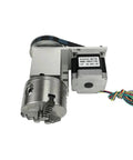 Heavy Duty 4th Axis Rotary Indexing Head With Nema 34 Stepper Motor 100mm Chuck showing stepper motor and gear assembly.