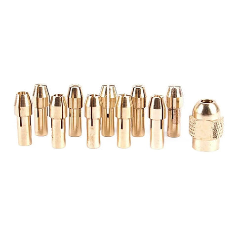 Get Ready For High Power With These 3 Sets Of Mini Drill Brass Collet Chucks, durable brass, securely grips bits 0.5mm to 3.2mm.