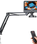 10.1 Inch IPS Digital Microscope With Flexible Arm Stand And 56 LED Ring Light For Coins And Soldering Electronics 260X Magnification PC View Dope For Home Hobbyists And Electronics Enthusiasts on adjustable clamp mount