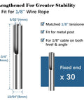 Diagram of One Eighth Inch Invisible Cable Railing Kit Terminal Toggle Anchor, dimensions and specs for 1/8" wire rope fit.