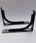 Heavy-Duty Wall Mount Shelf Brackets, Solid Steel Triangle Supports For Floating Shelves, matte black finish side view.