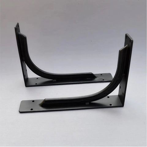 Heavy-Duty Wall Mount Shelf Brackets, Solid Steel Triangle Supports For Floating Shelves, matte black finish side view.