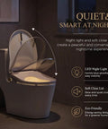 Butter Smooth Tankless Electric Bidet Toilet Seat With Instant Warm Water Wash And Dual Spray Cleaners Fits Round And Elongated Bowls, features soft close lid and LED night light.