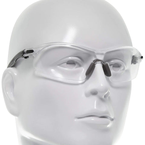 Shooting Safety Glasses With Anti Fog Lenses For Range And Hunt, ANSI Z87.1 Plus And CE Rated Eye Protection, clear lenses on mannequin