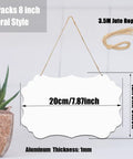 6 Pack 8 Inch Sublimation Door Hangers with jute rope and double-sided aluminum blanks for DIY craft, floral style.