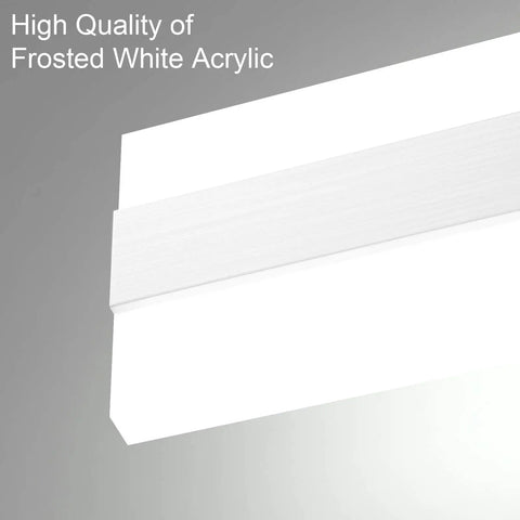 Close-up of sleek frosted white acrylic detail on 24W Up And Down LED Vanity Light In Brushed Silver Aluminum, 23.6 Inch