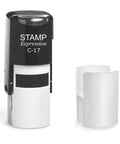 Self Inking Rubber Stamp With Straight Up Bold Black Ink And Badass Clear Clock Face Design Delivering Up To Five Thousand Crisp Impressions For Easy Daily Grind Or Smooth Craft Projects, with cap removed