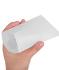Hand holding single piece of 100 Pack White EPE Foam Packing Pouches For Electronics And Fragile Items Versatile Packaging Sleeves