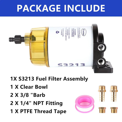 10 Micron Fuel Water Separator Filter Assembly Kit For Marine Outboards Compatible With Mercury And Yamaha Engines Replaces Multiple Part Numbers