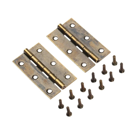 Beefy Concealed Hinges For Cabinets And Jewelry Boxes 2 Pack Antique Bronze Door Butt Hinges 50x28mm with screws