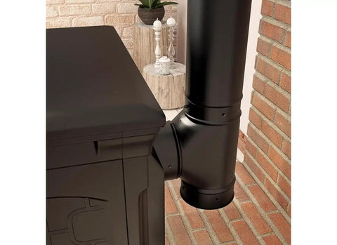 Six Inch Black Matte Clean Out Tee 24 Gauge Exhaust Vent Fitting Directs Exhaust Upward For Rear Outlet Stoves Durable Black Metal