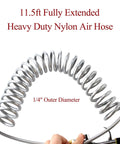 Pro Shop Grade Heavy Duty Air Blow Gun Kit Built Tough With Quarter Inch NPT Lever And Swappable Metal Nozzles For Truck Fleet Upholstery Cleaning And Garage Dust Blasting with 11.5ft nylon air hose.