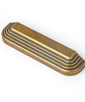 Six Pack 5 Inch Antique Brass Cup Pulls With Distinctive Layered Ribbed Multi Sectioned Design For Classic Cabinets And Drawers