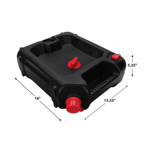 10-Quart Oil Drain Container With Deep Drain Well, Integrated Handle, And Sealing Rubber Gaskets, Black Finish, side view