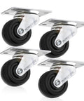 Powertec 2-inch swivel caster wheels, set of 4 with metal plate mounts and rubber tires, 160 lb load rating.