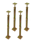 4 Pack Adjustable Floor Joist Support Jacks For Sagging Foundation Repair And Leveling Basement Beams Crawlspace Or Cellar Jobs Heavy Duty Steel Shoring Props That Kick Droopy Floors Straight Right Back, showcasing four galvanized steel jacks.