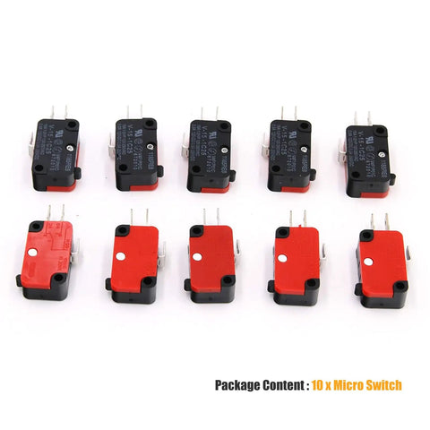 Cherry Micro Limit Switch SPDT Snap Action Button For Microwave Door And Arcade Projects 125V 250V 15A V-15-1C25, 10-pack