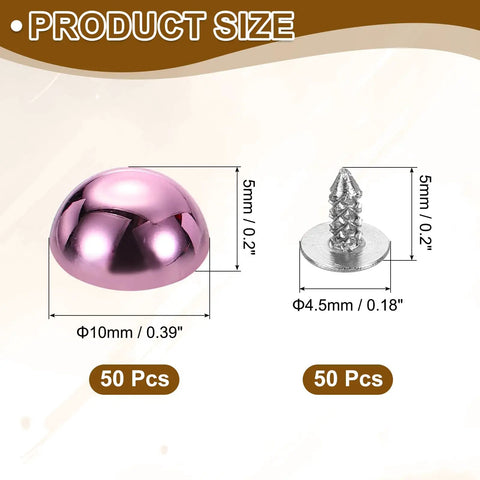 Stylish Lightweight Plastic Dome Studs For DIY Leather Jacket Sewing Featuring Kickass Flat Back Rivet Hardware With Secure Alignment Nails To Upgrade Fashion Items In Dope Purple, product size reference.