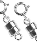 Two Sterling Silver Magnetic Converter Clasps For Small Necklaces No Fuss Easy Clip Works With Spring Ring Or Small Lobster Clasps 4mm Core