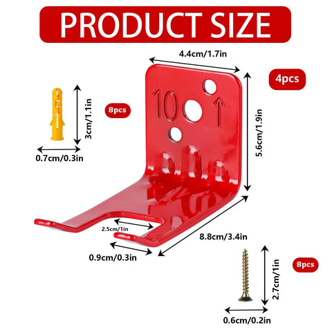 4 Pack Fire Extinguisher Mounts And Brackets For 10 Lb Extinguishers Heavy Duty Wall Hanger Holders with size details