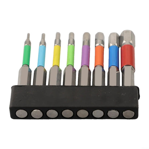 Solid Hex Screwdriver Bits Set With 4 Inch Shank And Color Coded Ferrules For Heavy Duty Drilling Tasks Featuring Magnetic Tips And Durable Alloy Steel Construction In H5 To H8 Sizes, 8pc set