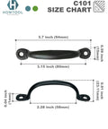 Oil Rubbed Black Utility Tray Pulls 10 Pack With Screws Durable Die Cast Hardware size chart and dimensions