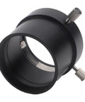 Black 2 Inch Telescope Adapter for C Series and 8SE, aluminum alloy build, showing connecting knobs and SCT thread detail.