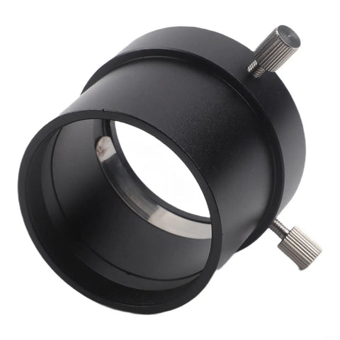 Black 2 Inch Telescope Adapter for C Series and 8SE, aluminum alloy build, showing connecting knobs and SCT thread detail.