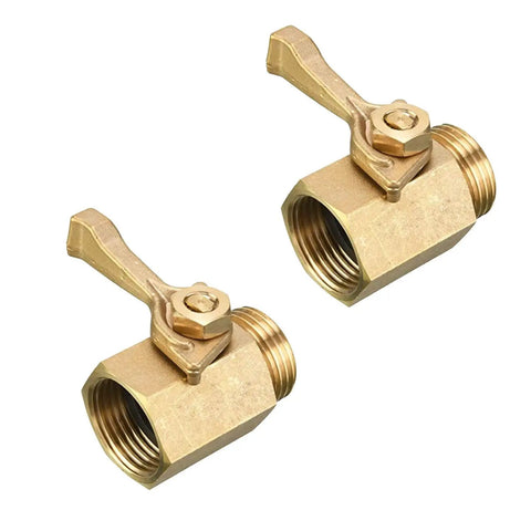 2 Pack Solid Brass Garden Hose Shut Off Valves 3/4 Inch With Extra Washers Gate Style Valve Heavy Duty Build Ergonomic Large Handle