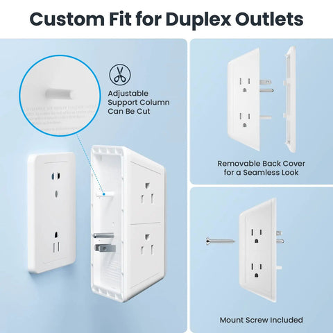 Multi Wall Outlet Surge Protector Plug And Play Setup With Five Adapter Spaced Outlets Four Usb C Fast Charge Ports Soft Night Light Etl Safe White Home Office Must Have adjustable support column and removable back cover
