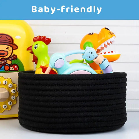 2 Pack Small Woven Storage Baskets, 7.5 Inch Round Cotton Bins For Organizing Jewelry, Desk Accessories And Baby Items, Perfect For Tiny Spaces, Durable Cotton Weave, Easy Access Desktop Or Vanity Organizers