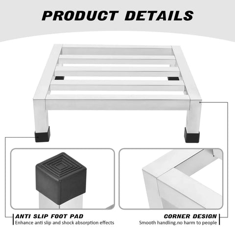 Heavy Hitter 4 Pack Stainless Steel Dunnage Rack, Legit 700 Lb Weight Limit, 13.8 Inch Kitchen Floor Stand, Solid Commercial Food Storage Setup For Restaurants And Shops