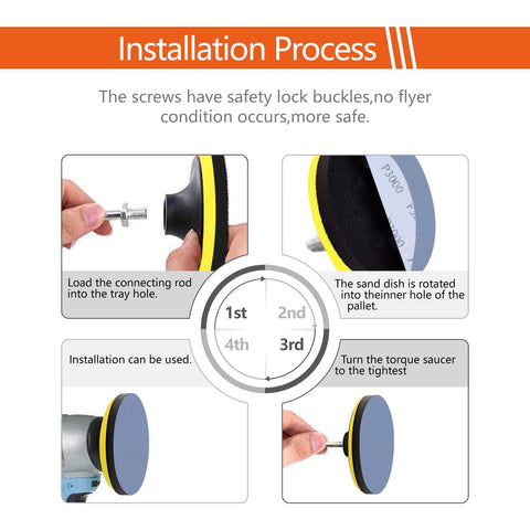 Installation process for 6 Inch Hook And Loop Sanding Discs Set With 80 Pcs Wet Dry Sandpaper Grits 1000 1500 2000 3000 And 2 Foam Pads