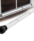 Adjustable Sliding Door Security Bar 17.5 To 50 Inches, heavy duty, installed on sliding glass door with white finish and 400 lb capacity