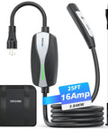 Dual Level 1 And Level 2 EV Charger For Tesla With NACS Connector, Portable 25ft Cable, 240V 16A And 120V 12A, ETL Certified