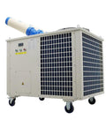 Heavy Duty Industrial Air Conditioner, Massive 220V Outdoor Evaporative Cooler with duct and wheels for easy mobility.