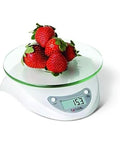 Digital Kitchen Scale With Glass Platform, Tare Button, White Plastic Body, 11 Lb 5 Kg Capacity, Precise 0.1 Oz And 1 G Increments