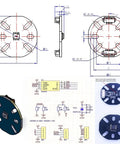 Technical diagram and components layout of High Torque Low Speed Hollow Shaft BLDC Motor With External Rotor And MT6701 AS5600 Encoder.