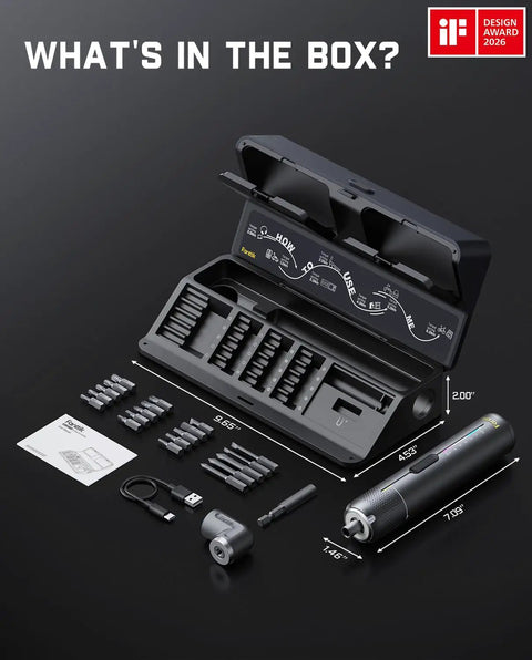 Professional Cordless Electric Screwdriver Kit Packing Serious Torque Punch And Precision Controls To Easily Tackle Furniture Assembly Computer Builds And Appliance Fixes Without Breaking A Sweat in storage case with bits and accessories.