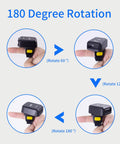 Ring Style 2D Barcode Scanner For All Day Wear Hands Free Portable Bluetooth Ring Reader showing 180-degree rotation angles
