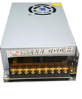 12V 20A Universal Regulated Switching Power Supply Driver for LED Strip Lights CCTV Cameras and Electronics Projects with 110V 220V Input Switch and Smart Surge Overload Protection showing input and output terminals