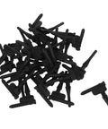 Thirty Piece Black Silicone Cooling Fan Mounting Screws For Pc Computer Case arranged in a pile with unique rubber designs.